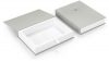 Branded presentation box in Colorplan Real Grey Buckram embossing customizable hot foiled logo ribbon pull Branded presentation box in Colorplan Real Grey, Buckram embossing, customizable hot foiled logo, ribbon pull option, magnetic closure, hand made in Europe