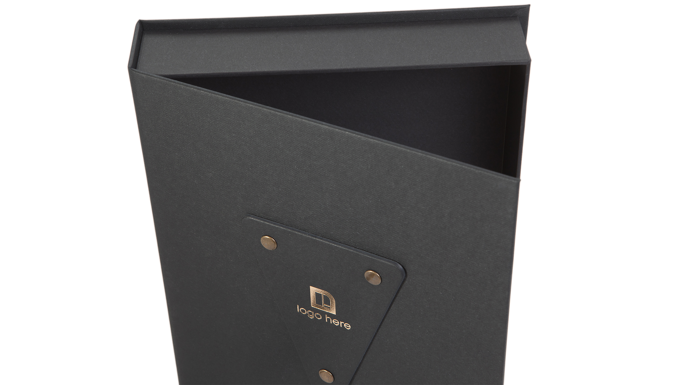 Exclusive Rigid Event Box in Colorplan Ebony Buckram embossing hot foiled logo manufacurerd in Europe 2 Exclusive Rigid Event Box in Colorplan Ebony Buckram embossing hot foiled logo manufacurerd in Europe