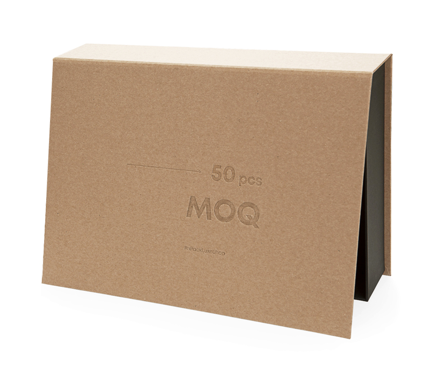 Handcrafted Rigid Gift Box with magnets in SH Recycling paper and Koehler Brilliant Black paper manufactured in Europe