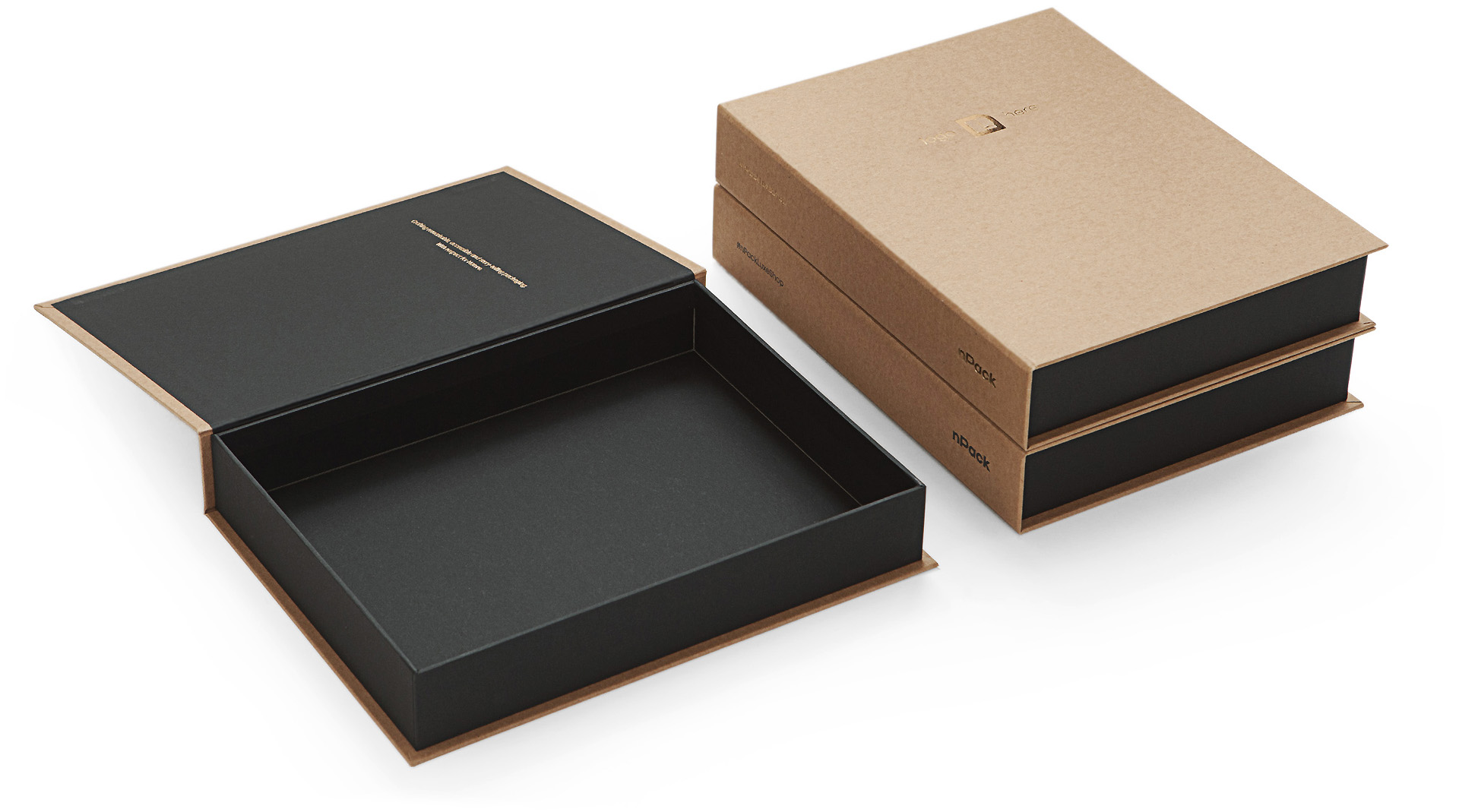 Handcrafted Rigid Gift Box with magnets in SH Recycling paper and Koehler Brilliant Black paper
