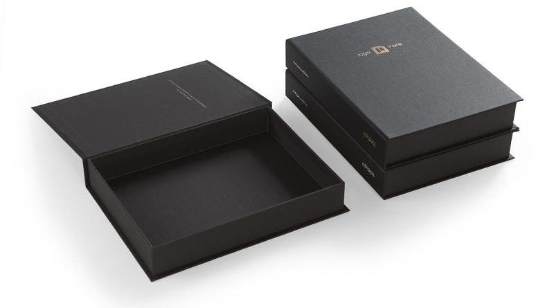 Luxury magnetic box Colorplan Ebony buckram black with logo