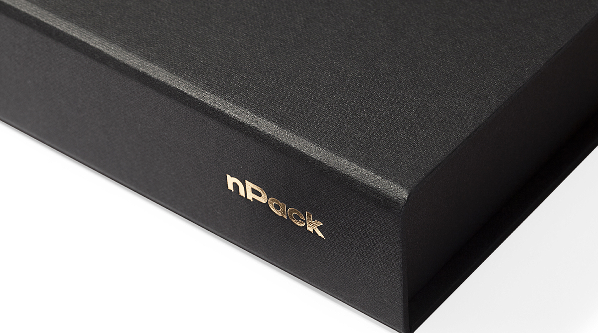 Luxury magnetic box Colorplan Ebony buckram gold hot foil logo
