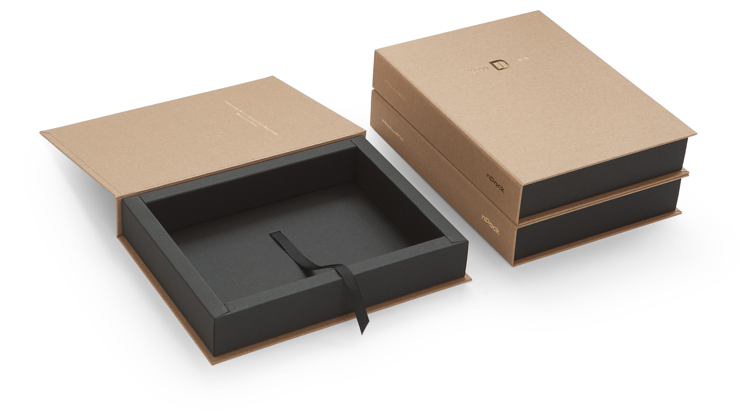 Premium presentation book style box with magnets in Koehler Brilliant Black and SH Recycling kraft papers Premium presentation book style box with magnets in Koehler Brilliant Black and SH Recycling kraft papers