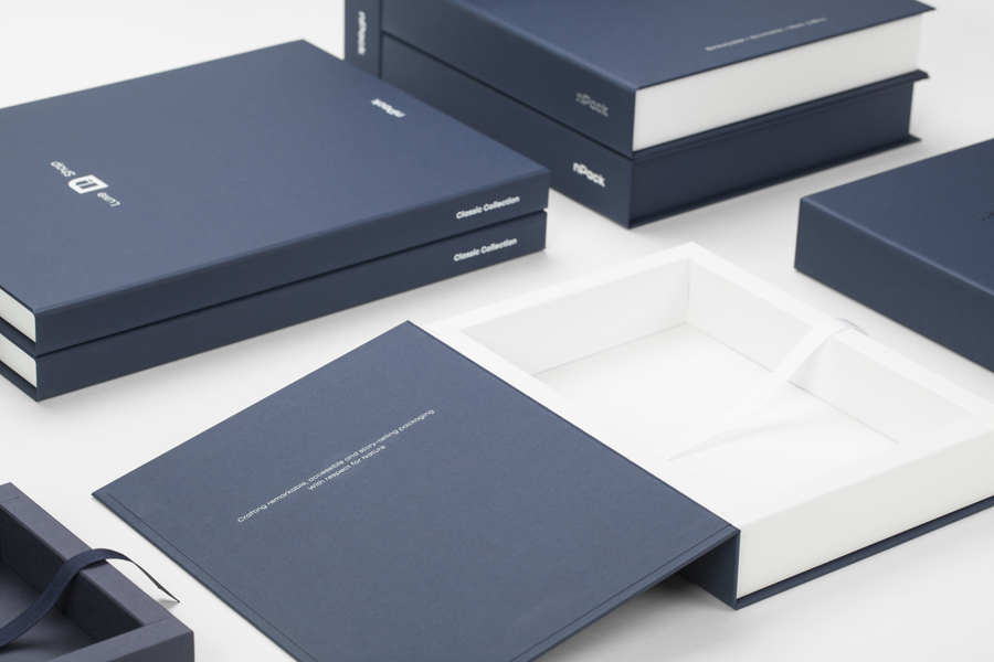 eco-friendly packaging solution with custom branding in hot foil print with magnetic cl