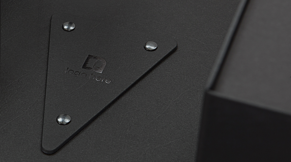 Colorplan Ebony leather black gloss logo black luxury box Colorplan Ebony leather black gloss logo black luxury box