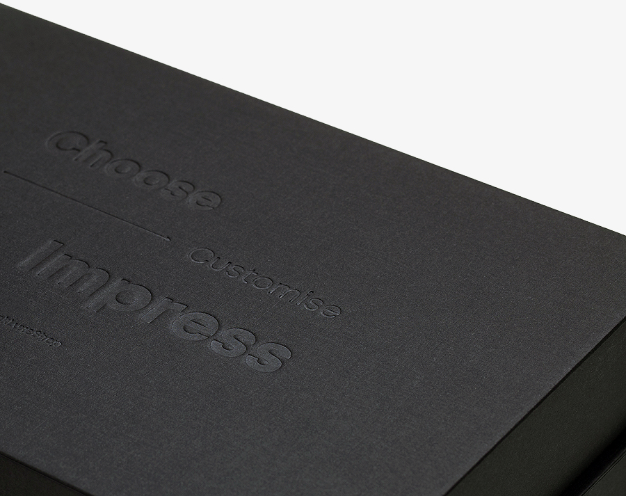 Colorplan Ebony silkweave debossed logo