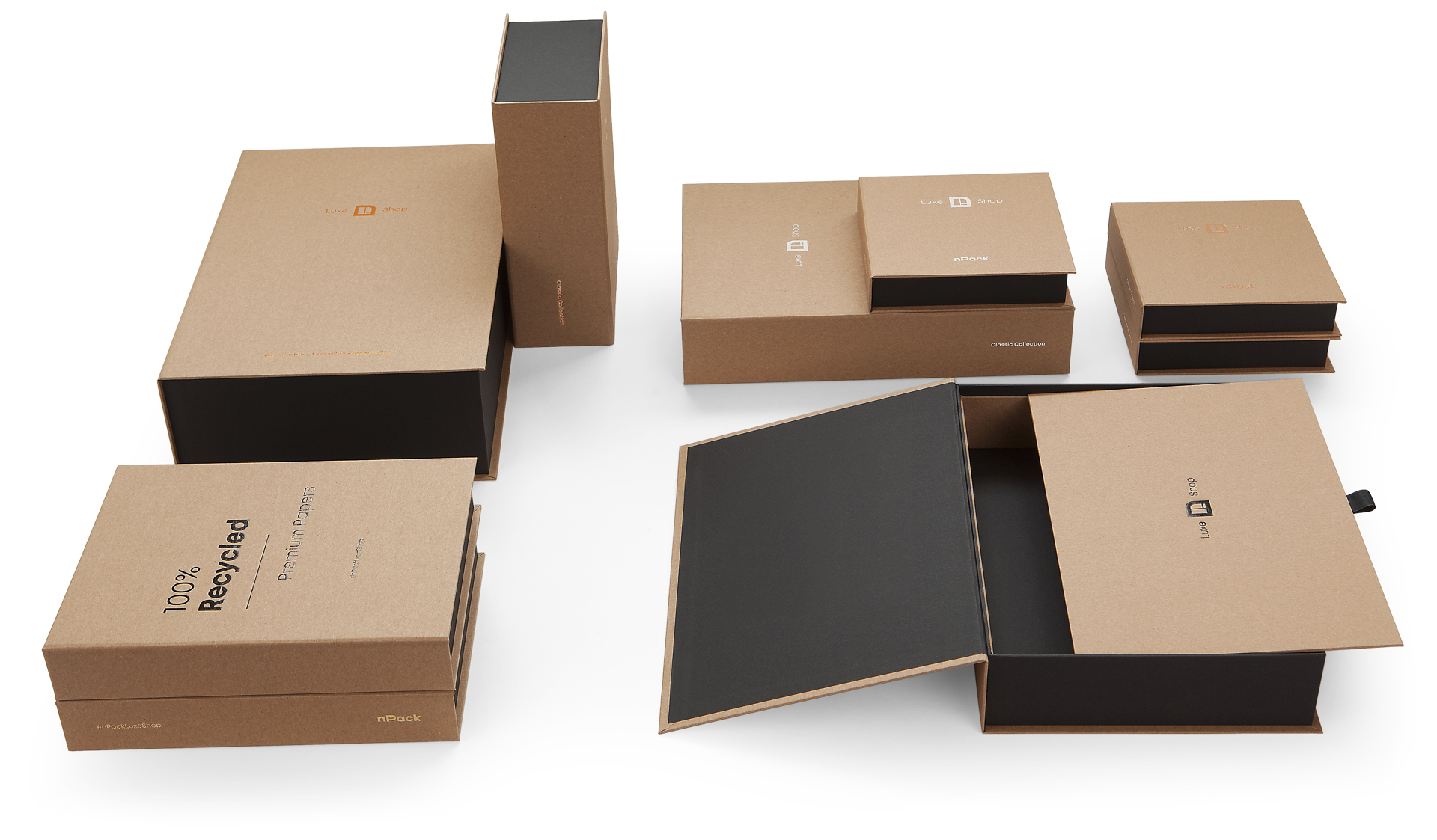 black and kraft box with interior lid 2
