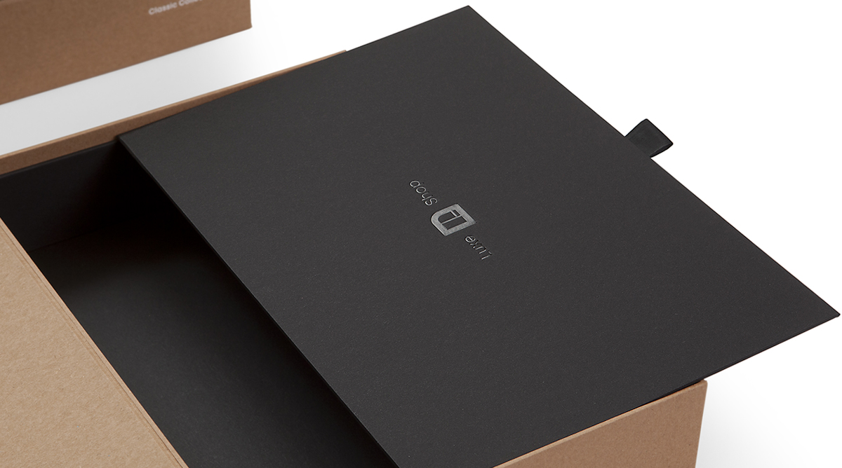 black and kraft box with interior lid koejler black paper black foil