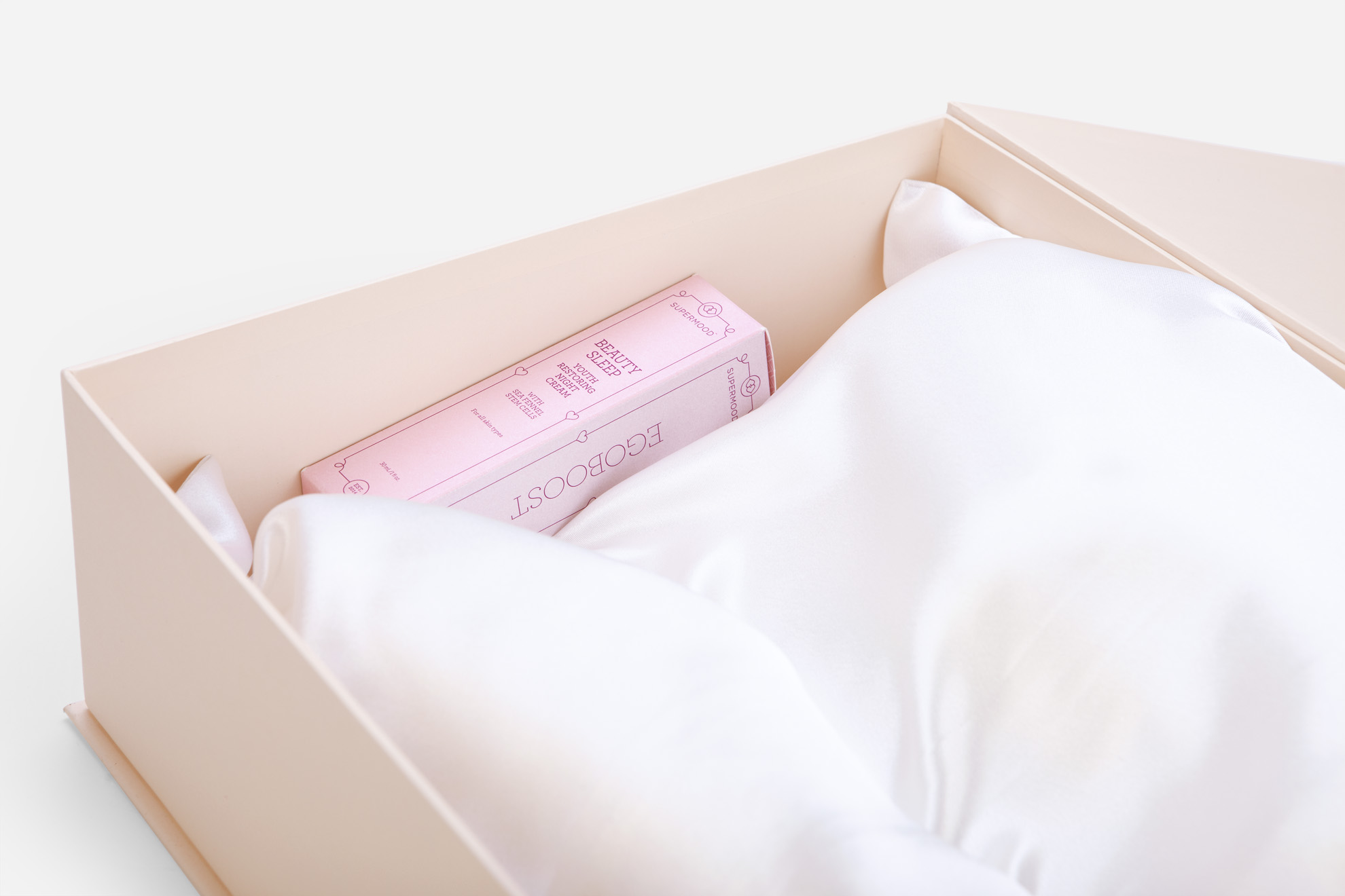 beauty sleep pillow box with ribbon