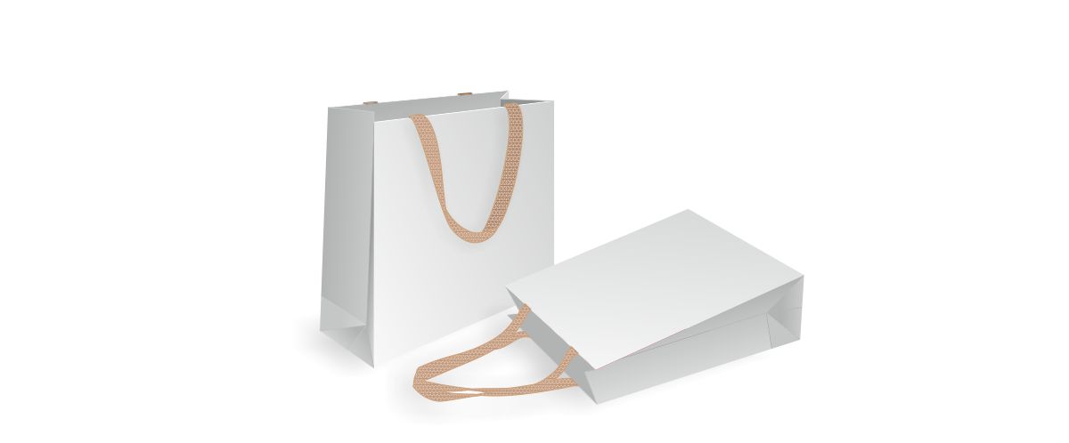 Medium White Paper Bags Gold Ribbon Handles