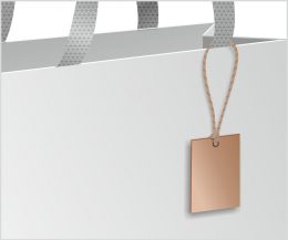 swing tag - on handle - glued paper ribbon handles